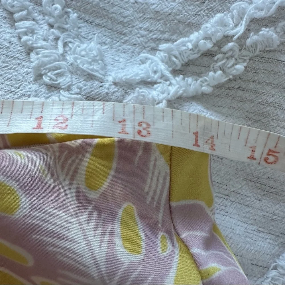 Audrey‎ 3+1 Silky Satin Tropical Yellow Midi skirt Beach Resortwear Bias cut L